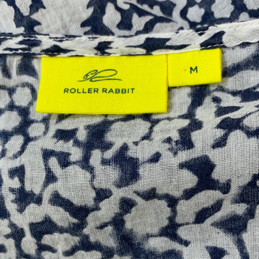 Roller Rabbit Navy‎ Damask Print Long Sleeve Maxi Dress Cover-Up Boho Size M - Picture 6 of 7